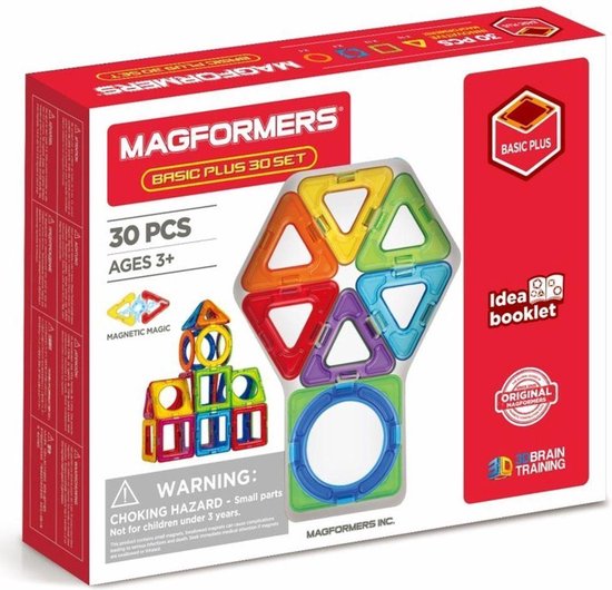 Magformers Basic Plus Set- bouwset 30 stuks- magnetisch speelgoed- speelgoed 3,4,5,6,7 jaar jongens en meisjes– Montessori speelgoed- educatief speelgoed- constructie speelgoed