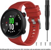 Rood siliconen bandje geschikt voor de Garmin Forerunner 45S – Maat: zie maatfoto - horlogeband - polsband - strap - siliconen - red rubber smartwatch strap