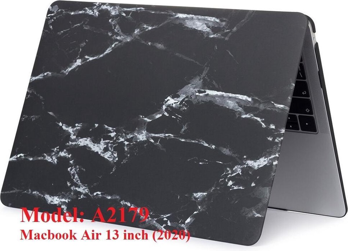 Macbook Case Cover Hoes voor Macbook Air 13 inch 2020 A2179 - A2337 M1 - Laptop Cover - Marmer Zwart Wit