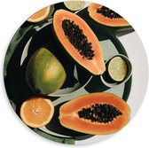 Dibond Wandcirkel - Oranje Meloen - 80x80cm Foto op Aluminium Wandcirkel (met ophangsysteem)