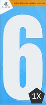Cijfer sticker 6 | Wit | 1 stuk | Kliko Stickers | Cijfer Stickers | Nummer Stickers | Plakcijfers | 17,5 CM Hoog
