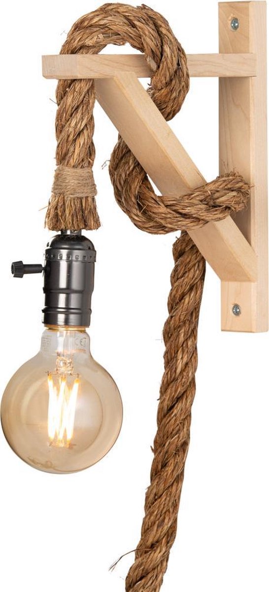 Wandlamp met touw - hout - touwlamp voor binnen