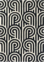 Florence Broadhurst - Turnabouts black 39205 Vloerkleed - 120x180  - Rechthoek - Laagpolig Tapijt - Modern - Zwart_wit