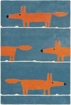 Scion - Mr Fox Denim 25318 Vloerkleed - 090x150  - Rechthoek - Kinder,Laagpolig Tapijt - Modern - Blauw, Oranje