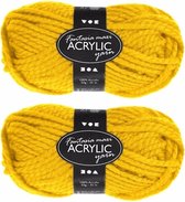 4x pcs pelotes de maxi laine / fil acrylique jaune 35 mètres - Tricot et crochet