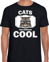 Dieren katten t-shirt zwart heren - cats are serious cool shirt - cadeau t-shirt coole poes/ katten liefhebber L