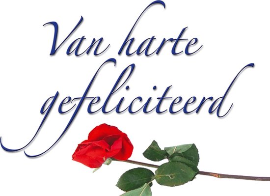 Van harte gefeliciteerd met een rode roos.