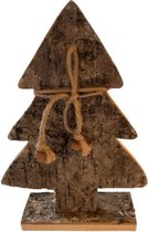 Kerstboom beeldje - Bruin - Hout - h 21cm