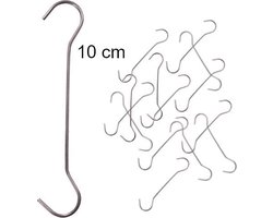 Set van 50 metalen dubbele ophanghaken van 10 cm voor posters of point of sales presentaties. Handige metalen ophanghaken / plafondhaken met aan beide einden een haakje.