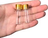 10 Flesjes van glas met aluminium goudkleurige schroefdop 4ml