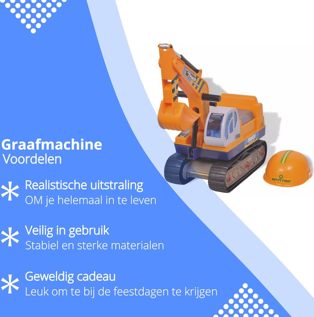 Graafmachine Speelgoed Loopauto Jongens Inclusief Schep Arm en