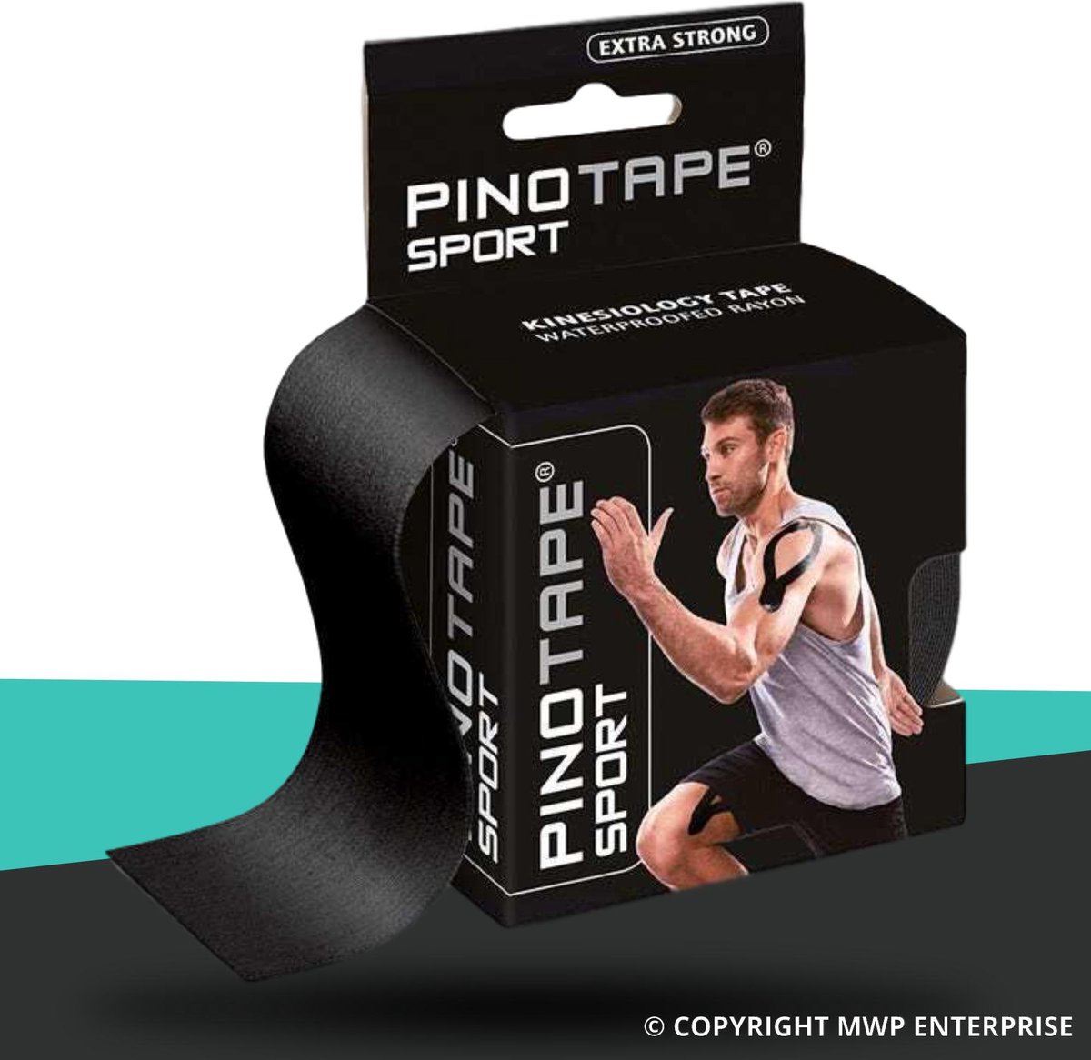 PINO - Kinesiotape - Sporttape  - Fysio tape - zwart - extra kleefkracht - PINO