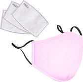 Mondkapje met filter 1 stuks Herbruikbaar gezichtsmasker met filter - Ademend, wasbaar en verstelbaar gezichtsmasker - PLUS X5 PM2.5-filters - Unisex (licht roze)