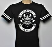 T-Shirt - Casual T-Shirt - Fun T-Shirt - Fun Tekst - Black & White - Sons of Odin - Valhalla - Skull - Viking - maat S