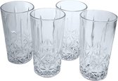 Orange85 Waterglazen - Longdrink - Set van 4 - Stevig - Sierlijk - Glazen - Water - Drinken - Reliëf - 4 stuks - Transparant