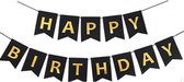 HAPPY BIRTHDAY Slinger XL (20 cm x 16 cm), Letter Slinger, Zwart-Goud, 13 stuks, Verjaardag, Feest, Party, Decoratie, Versiering