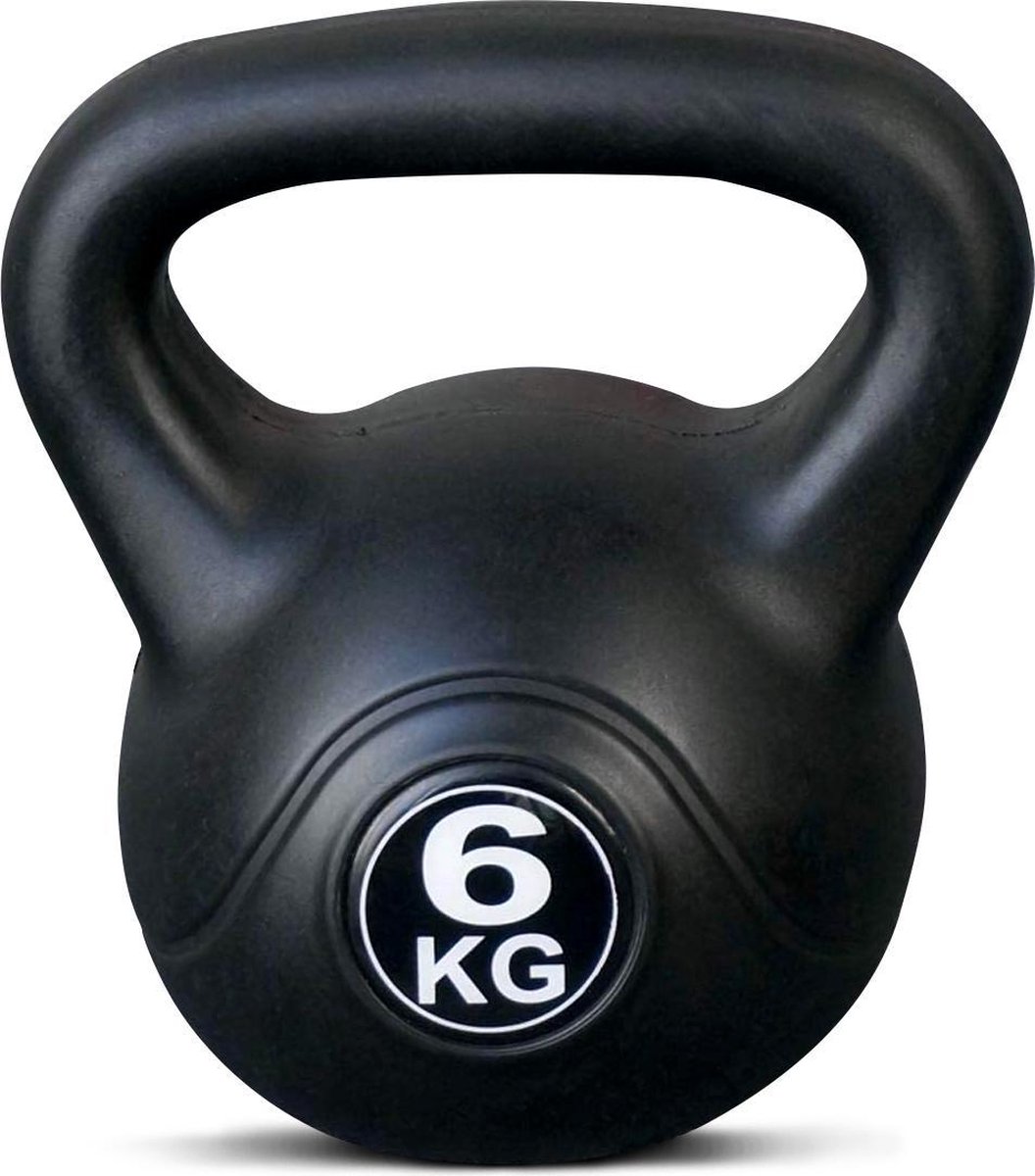 Kettlebell 6 kg voor binnen en buiten Kunststof Zwart
