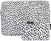 Laptop Sleeve 14 inch Zwart Wit Luipaard Panterprint Dots + Accessoires Etui