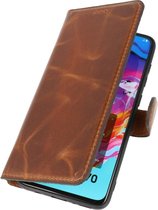 Handmade Echt Lederen Telefoonhoesje voor Samsung Galaxy A70 - Bruin
