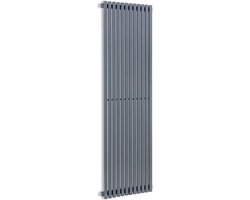 Besoa Delgado - Buisradiator, 2-in-1: midden- of zijaansluiting / 1/2" aansluitingen, Wandinstallatie, max. 70°C / max. 10,1 bar, Slim, 8-20 m², 160x45 radiator, 12 verticale ribben, 822W, grijs