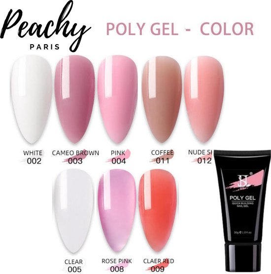 Maakte zich klaar Installeren uitvoeren PEACHY ® Paris POLYGEL - Acrylgel - 8 Kleuren Kit : Wit/Rose/Cameo Brown/  Coffee/... | bol.com