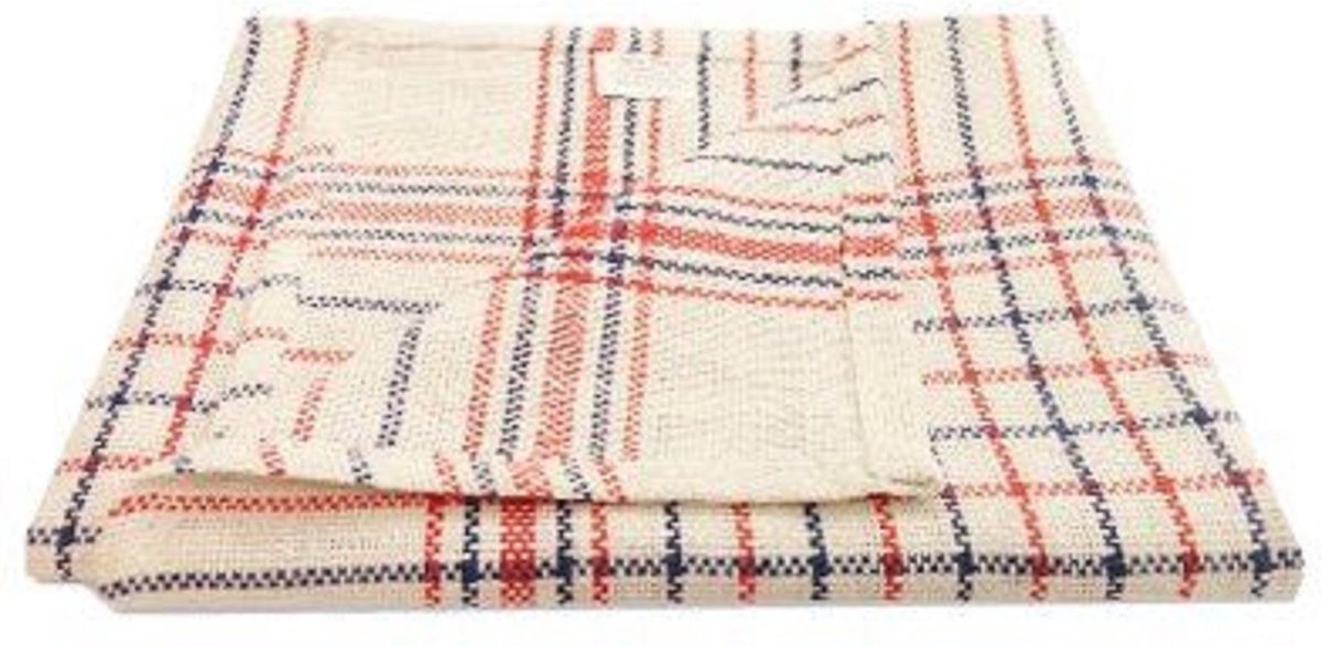 Theedoeken 100 % Katoen Rood Blauw Geruit - 65 x 65 cm - 12 stuks