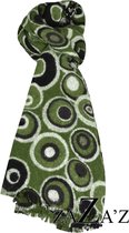 Groene dames sjaal - dunne wintersjaal- met cirkels- eyecatcher- 180/70 cm - Moederdag