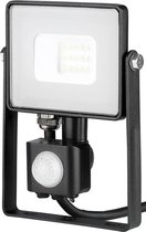 LED Bouwlamp 10 Watt met Sensor - LED Schijnwerper - Viron Dana - Warm Wit 3000K - Mat Zwart - Aluminium - SAMSUNG LEDs - BSE