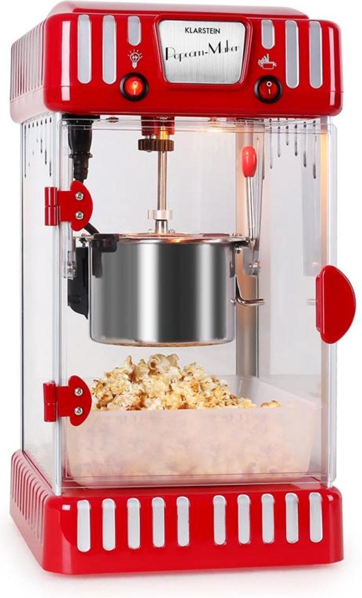 Klarstein Volcano Popcornmachine Hetelucht Popcorn Maker 300W 60 liter per uur roestvrij staal