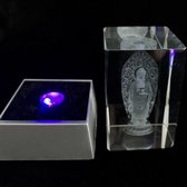 Kristal glas laserblok met 3D afbeelding van Boeddha Gautama + verlichting .