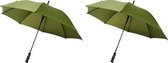 Set van 2x automatische storm paraplus 105 cm doorsnede in het groen - Grote windproof/stormproof paraplu