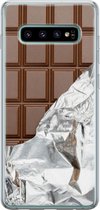 Samsung Galaxy S10 hoesje siliconen - Chocoladereep - Soft Case Telefoonhoesje - Print / Illustratie - Bruin