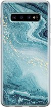 Leuke Telefoonhoesjes - Hoesje geschikt voor Samsung Galaxy S10 - Marmer blauw - Soft case - TPU - Marmer - Blauw