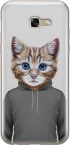 Samsung Galaxy A5 2017 hoesje siliconen - Kat schattig - Soft Case Telefoonhoesje - Kat - Grijs