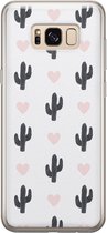 Leuke Telefoonhoesjes - Hoesje geschikt voor Samsung Galaxy S8 - Cactus hartjes - Soft case - TPU - Zwart