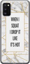 Samsung Galaxy A41 hoesje siliconen - Fitness quote squats - Soft Case Telefoonhoesje - Tekst - Grijs