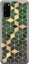 Leuke Telefoonhoesjes - Hoesje geschikt voor Samsung Galaxy S20 - Groen kubus - Soft case - TPU - Print / Illustratie - Groen
