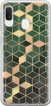 Leuke Telefoonhoesjes - Hoesje geschikt voor Samsung Galaxy A20e - Groen kubus - Soft case - TPU - Print / Illustratie - Groen
