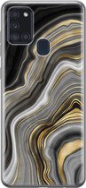 Leuke Telefoonhoesjes - Hoesje geschikt voor Samsung Galaxy A21s - Marble agate - Soft case - TPU - Print / Illustratie - Goud