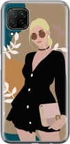 Huawei P40 Lite hoesje - Abstract girl | Huawei P40 Lite  case | Siliconen TPU hoesje | Backcover Transparant
