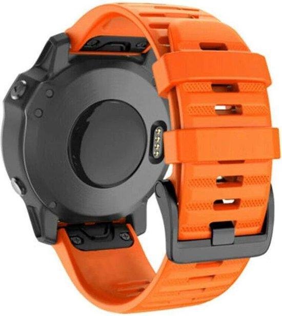 Firsttee - Siliconen Horlogeband - EASY FIT - 26 MM - Voor GARMIN - ORANJE - Horlogebandjes - Quick Release - Easy Click - Garmin – Fenix 5X – Fenix 6X - Fenix 3 - Horloge bandje - Golfkleding - Golf accessoires – Cadeau - Firsttee