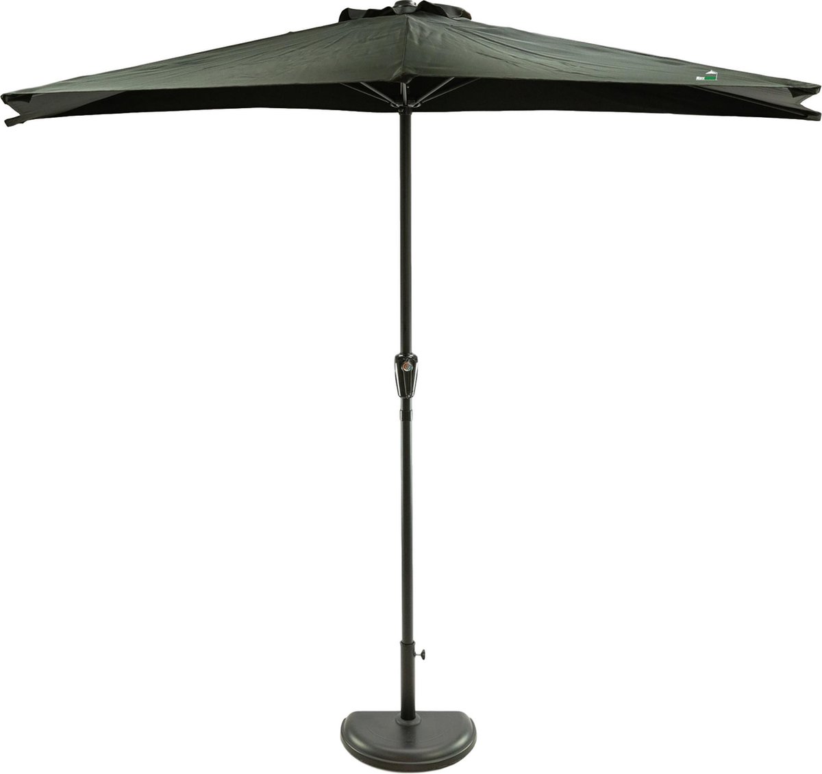MaxxGarden Balkonparasol - aluminium parasol - halfrond - Ø 270 cm - zwart - Set met extra voet