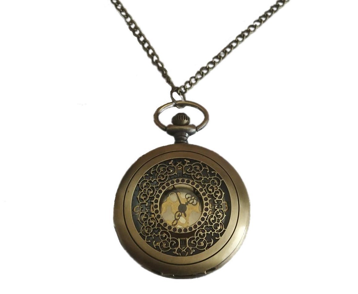 Treasure Trove Sierlijk Opengewerkt Kettinghorloge - Dames Horloge Vintage - Lange Ketting - Bronskleurig - Ø 4,5 cm