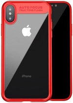 Moderne hardcase iPhone X/XS - Glas/silicone - Transparant/rood
