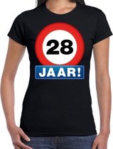 Stopbord 28 jaar verjaardag t-shirt - zwart - dames - 28e verjaardag - Happy Birthday shirts / kleding S