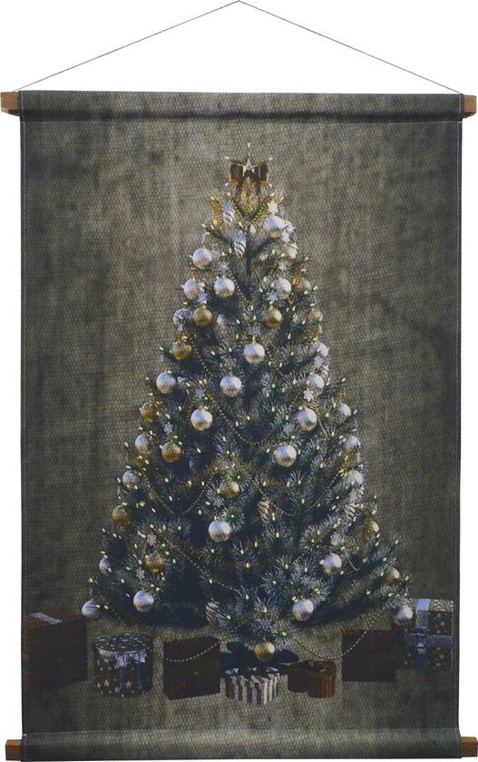 Wandkleed kerstboom - groot 120x80cm - zware kwaliteit katoen/linnen -  incl. ophanging... | bol.com
