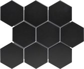 0,76m² - Mozaiek Tegels - Barcelona Hexagon Zwart Mat 9,5x11