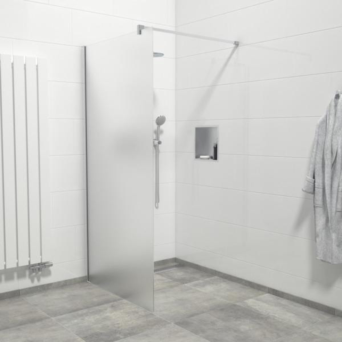 Saniclass Bellini inloopdouche 100x200cm veiligheidsglas mat glas anti kalk chroom