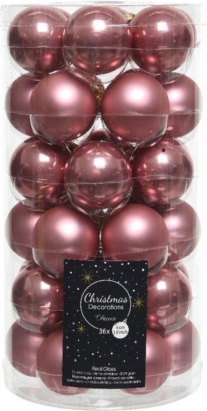 36x Oud roze kleine glazen kerstballen 4 cm mat en glans -... | bol.com