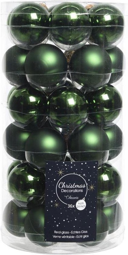 appel Uiterlijk Turbulentie 36x Donkergroene kleine glazen kerstballen 4 cm mat en glans -... | bol.com